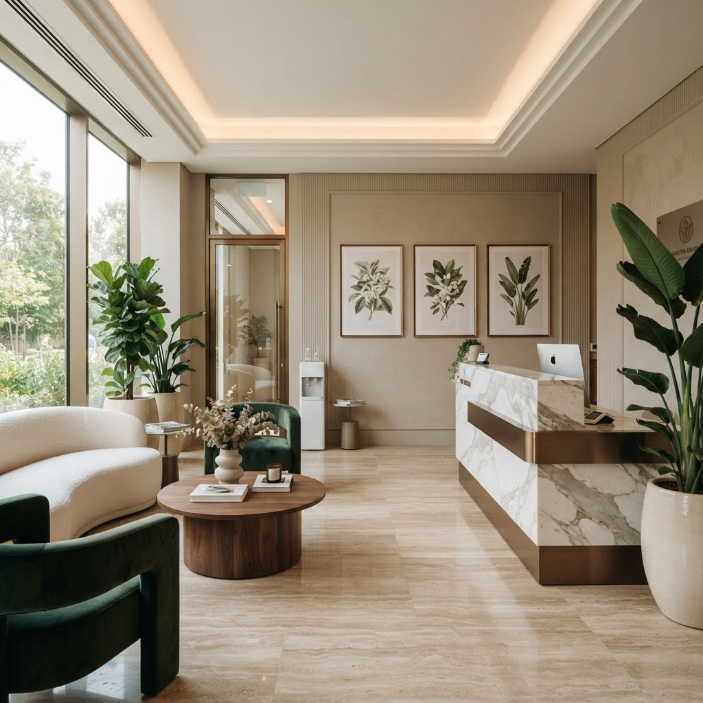 Eda Özeşer Ağız ve Diş Sağlığı Polikliniği modern resepsiyon ve bekleme alanı - Bilecik